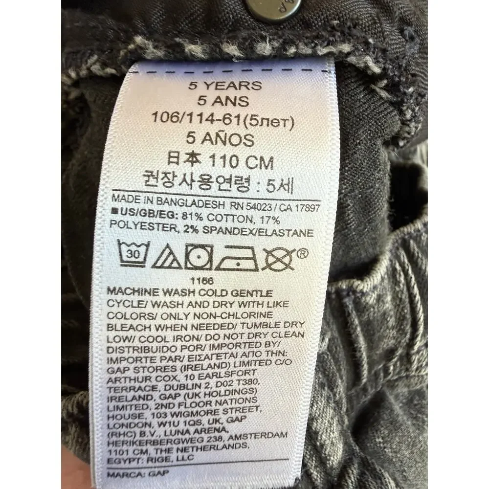 Gap Kids Denim Black Wash Pull On Frayed Hem Jean Shorts 5